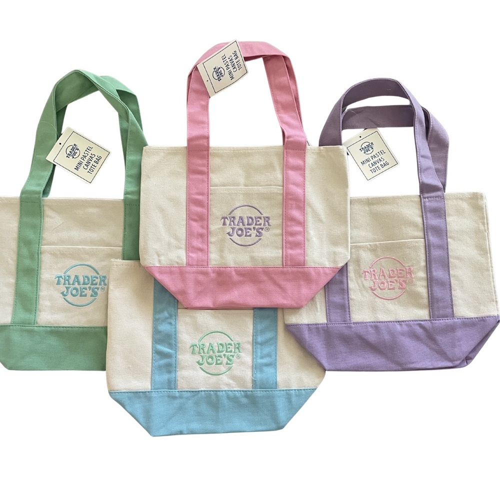 Trader Joe’s Pastel Canvas Mini Tote, bundle of all 4 colors.